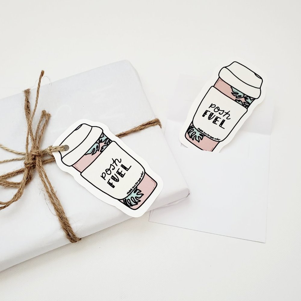 LB064 NOTE CARDS Posh Fuel Travel Coffee or Tea Mug Thank You  [Price Firm]